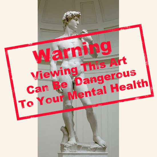 Michelangelo's David with Warning Stamp